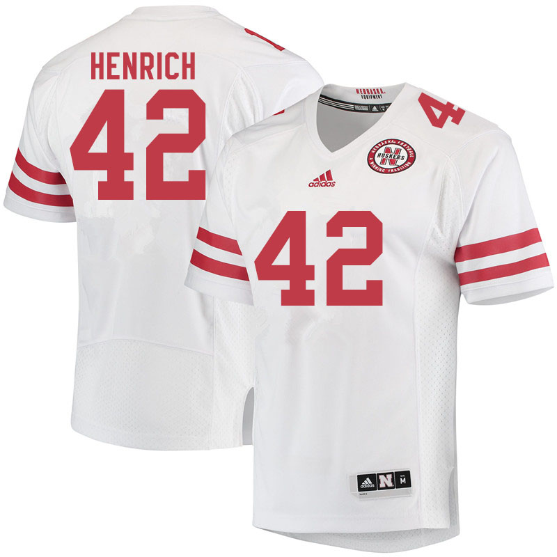 Men #42 Nick Henrich Nebraska Cornhuskers College Football Jerseys Sale-White